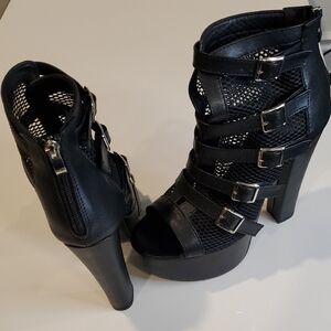 Black Strappy High Heel Boots
